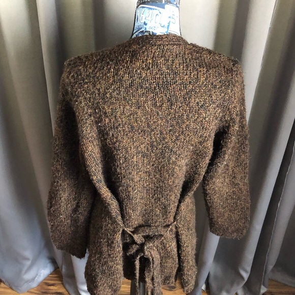 A.M.I. Knit Long Sleeve Open Front Tie Front or Back Cardigan Sweater - Picture 8 of 12